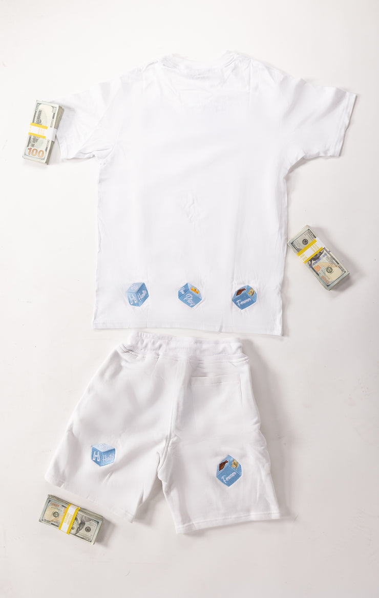 THB white short set - Baby Blue dice (Limited Edition)